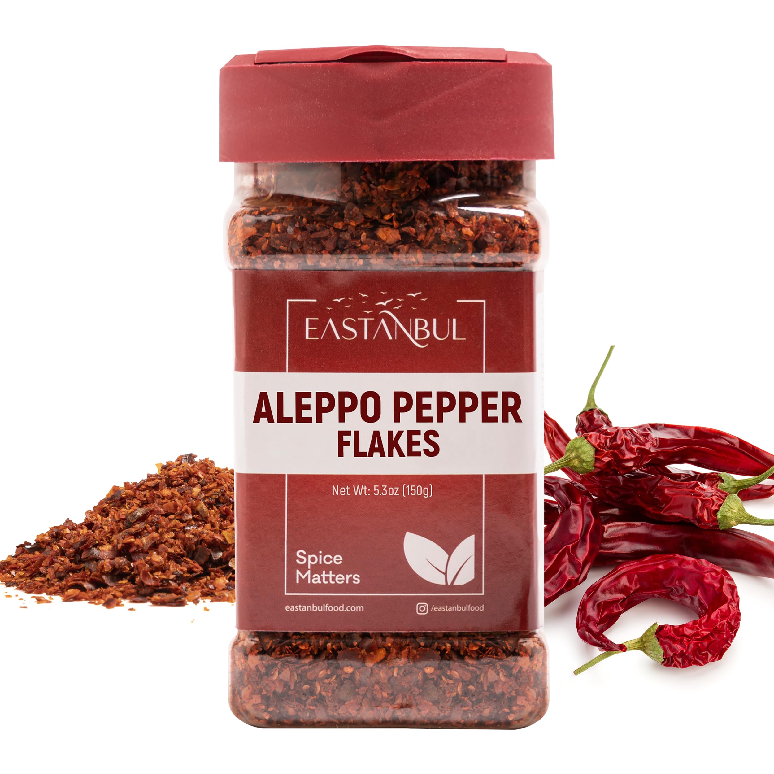 EastanbulAleppo Pepper, 150g, Aleppo Pepper Flakes, Ground from Turkey, Pul Biber for Mediterranean & Middle Eastern Dishes, Crushed Turkish Red Biber Flakes, Delicious Chili, Vegan, Gluten Free