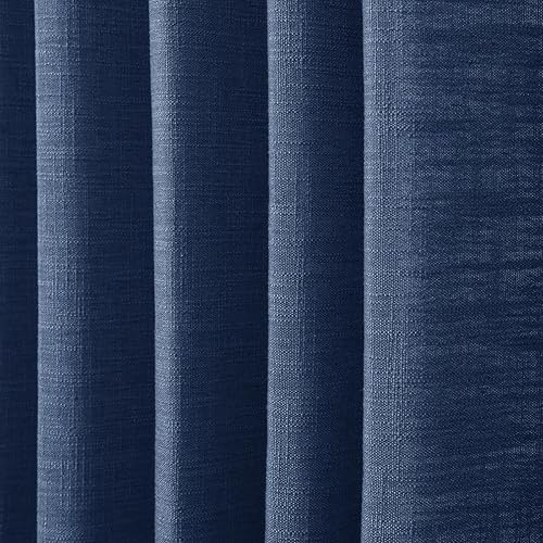 Miniatura 6 de Drapifytex Cortina plisada de lino sintético para oscurecer la habitación, 96 pulgadas de largo por 100 pulgadas de ancho, cortina de ventana azul