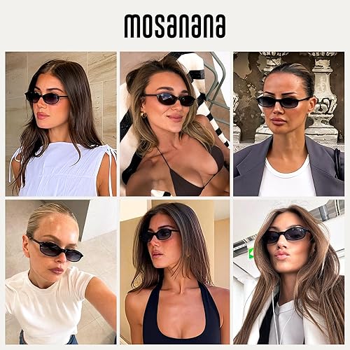 Miniatura 4 de mosanana Gafas de sol ovaladas rectangulares de moda para mujer, estilo retro de los años 90, estilo pequeño MS52586