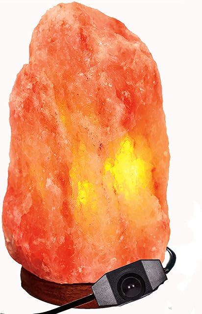 Giggi 5-7 KG Salt LAMP Dimmable, Natural Himalayan Rock Salt LAMP Hand Crafted Pink Night Light Crystal Light SAD Lamp, Himalayan Salt Lamp with Wooden Base Mood Light Lamp