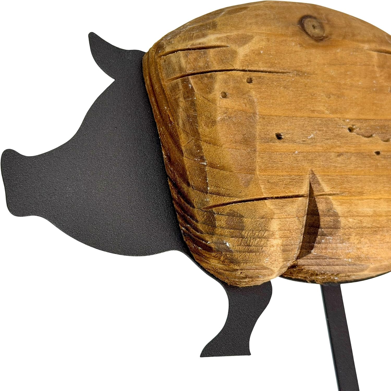 Things2Die4 Decorative Wall Hooks Set of 3 Farm Animal Wall Mounted Hooks, Wood and Metal Chicken Cow Pig Hook Set, Matte Black and Brown, 7 Inches Tall, Farmhouse Decor