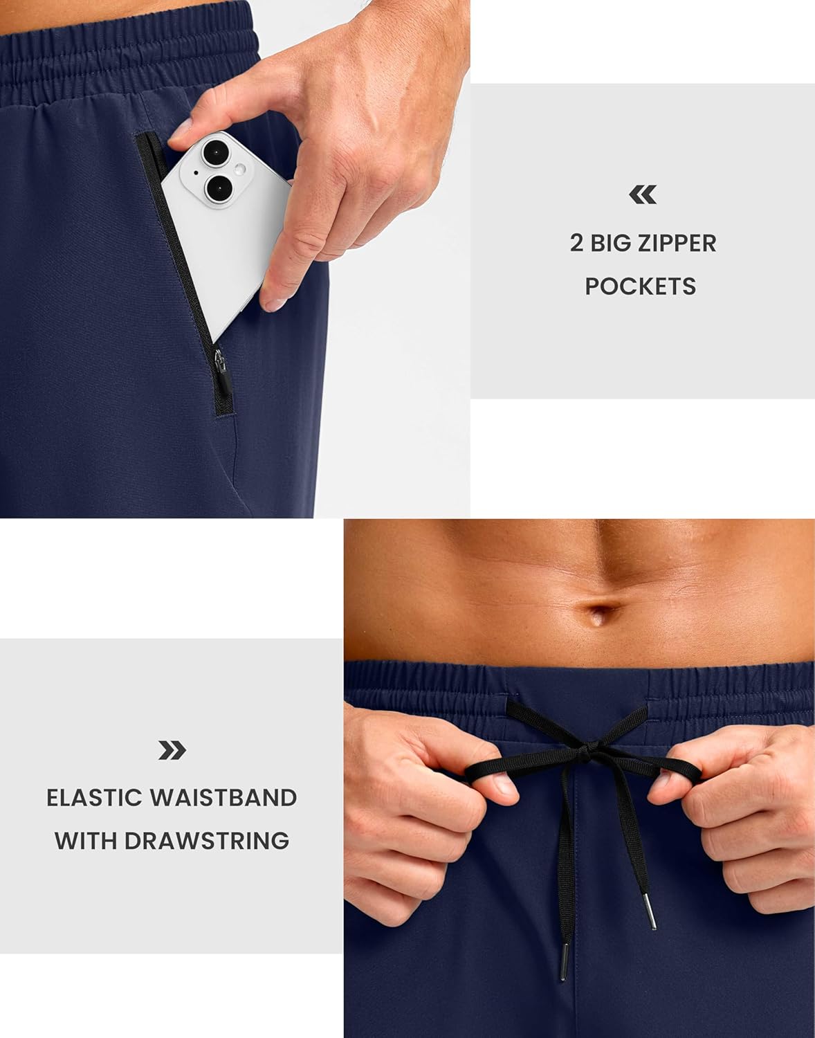 Pudolla Men's Running Gym Shorts with Zipper Pockets 5"/7"/ Lightweight Quick Dry Running Workout Athletic Short - Image 4