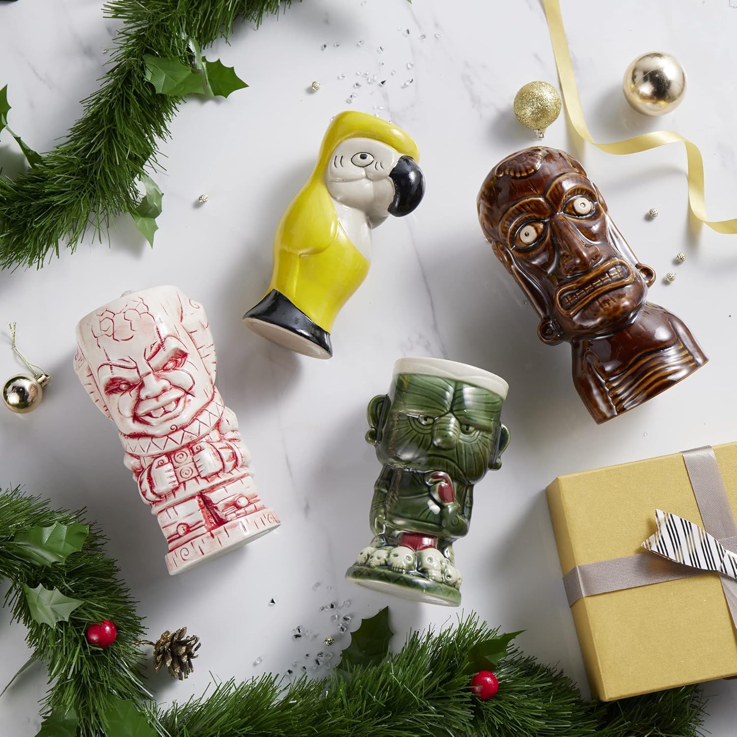 LEMONSODA Ceramic Hawaiian Tiki Glasses (Luau, Set of 4) - Image 5