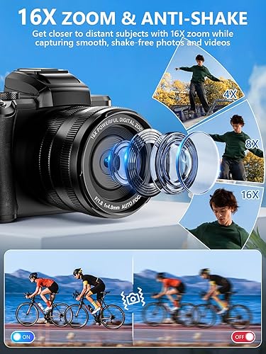 Miniatura 6 de Cámara digital 8K, cámaras WiFi de 88 megapíxeles para fotografía con pantalla táctil de 3.2 pulgadas, cámara de videoblogs con enfoque automático