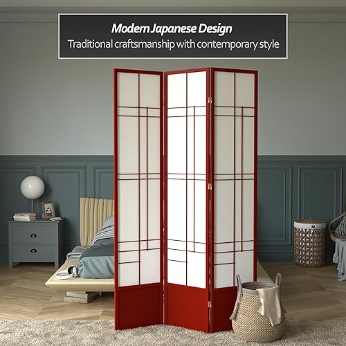 Miniatura 2 de Oriental Furniture - Pantalla Eudes Shoji de 7 pies de alto, palisandro, 3 paneles