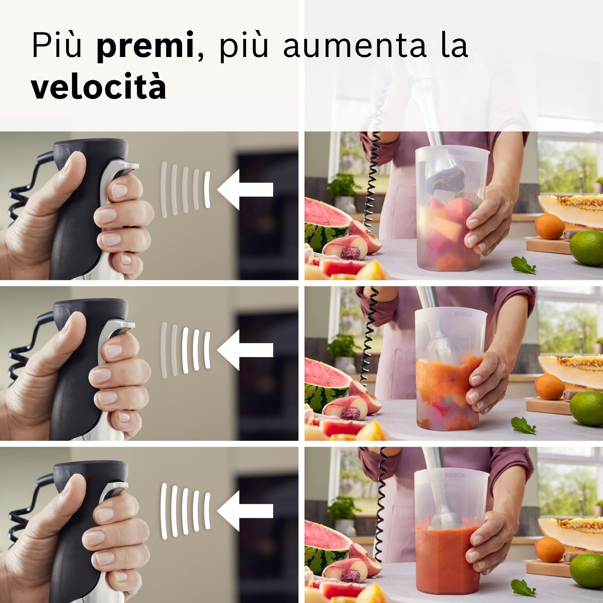 Bosch Serie 8 Frullatore a Immersione ErgoMaster MSM8M930, Potente Motore da 1500 Watt, Regolazione Dinamica della Velocità, Coltello a 6 Lame in Acciaio Inox, Accessori Inclusi, Acciaio Inossidabile
