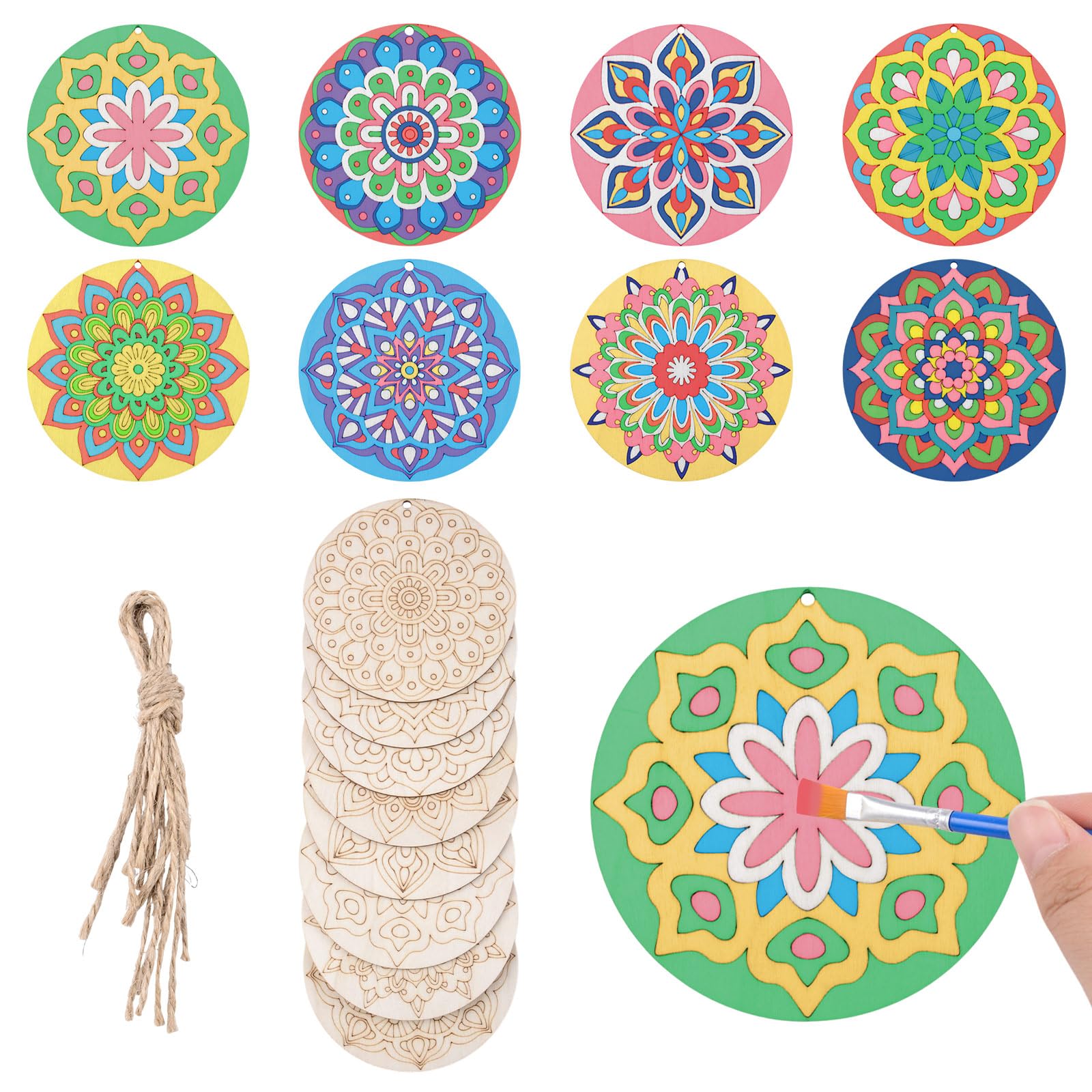 Kit peinture mandala en bois de 40 pièces, idée cadeau loisirs créatifs
