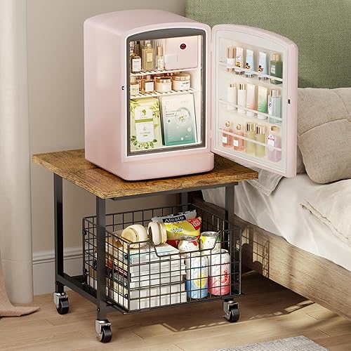 Miniatura 7 de Soporte para Mini Refrigerador con Almacenamiento, Soporte para Refrigerador Pequeño con Ruedas, Gabinete para Mini Refrigerador - Carga Máxima 300