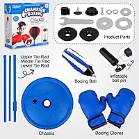 Vista 6 de Saco de boxeo para niños de 3, 4, 5, 6, 7, 8 años en adelante, juego de bolsa de boxeo con guantes de boxeo, saco de boxeo ajustable en altura