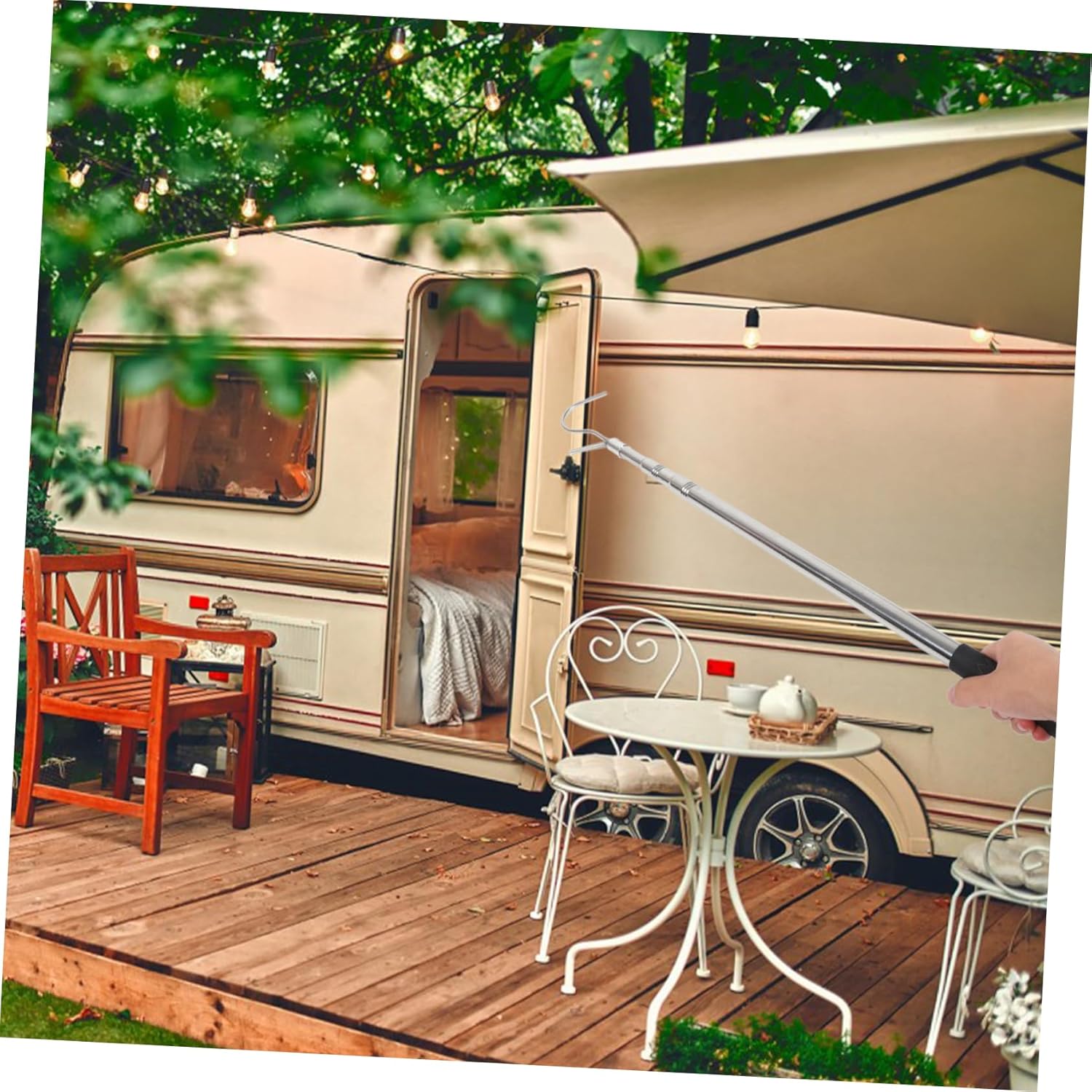 Adjustable Awning Pull Rod Portable Sunshade Opener for Tents and Camping Telescoping Design Compact Storage Easy to Use and Outdoor Equipment