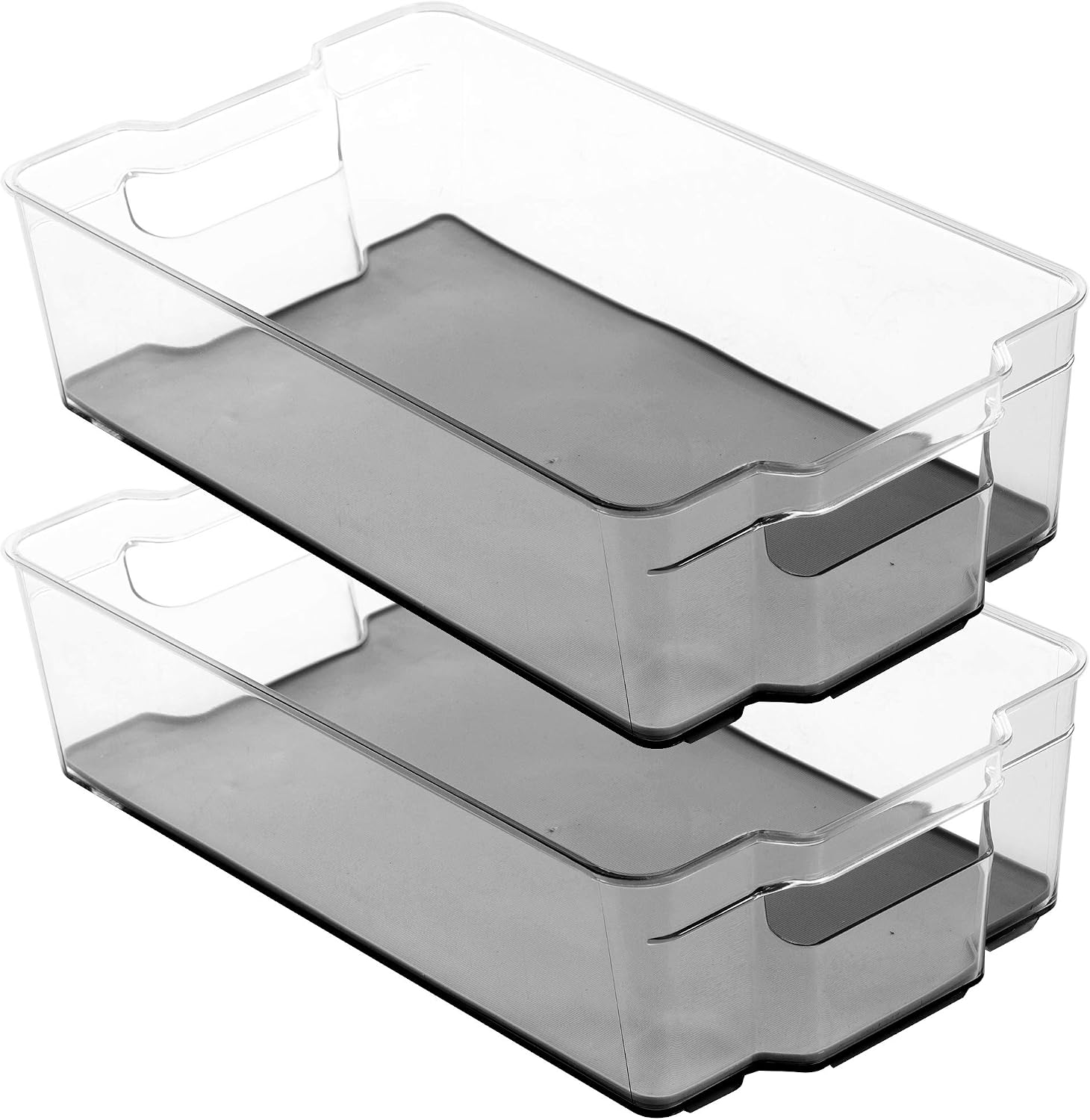 BINO Stackable Plastic Organizer Storage Bins, X-Large - 2 Pack - Pantry Organization and Storage Refrigerator Organizer Bins Fridge Organizer Freezer Organizer Pantry Organizer Pantry Storage