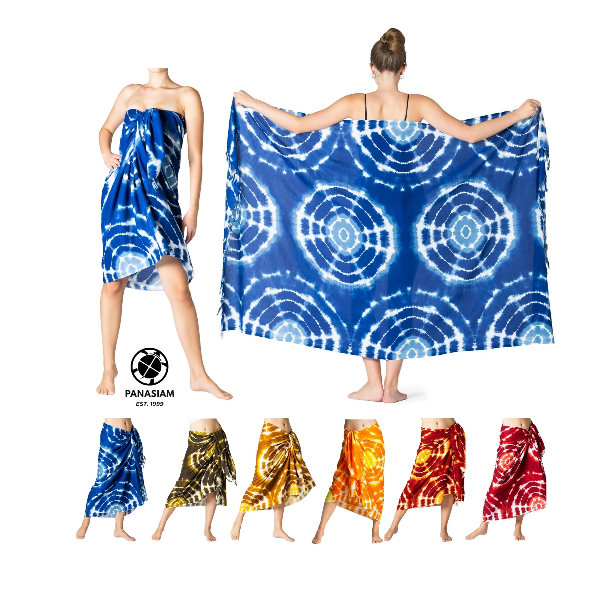 PANASIAM Sarong Tie-Dye Sunrise - Pareo, Lunghi, Grande telo Sarong, Gonna a portafoglio, Copricostume Bikini - Unisex - Spiaggia, Sauna, Vacanza