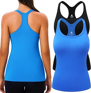 Evercute 1/2/3 Pack Workout Tank Tops for Women with Built in Bra Racerback Yoga Sleeveless Top Camisole Athletic Gym Tops