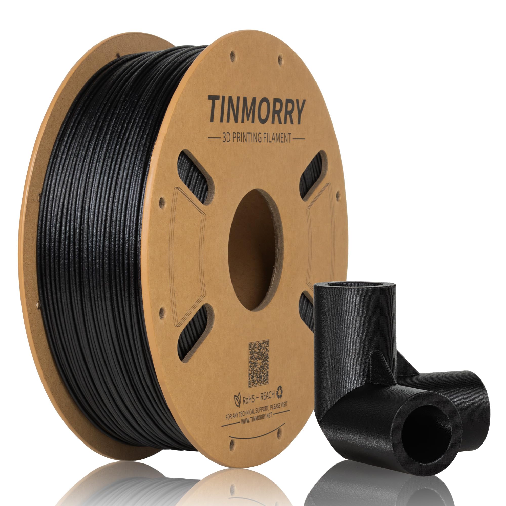 TINMORRY Glasfaser ABS Filament 1.75mm, ABS GF 3D Druck Filament, 1 KG 1 Spule, Schwarz
