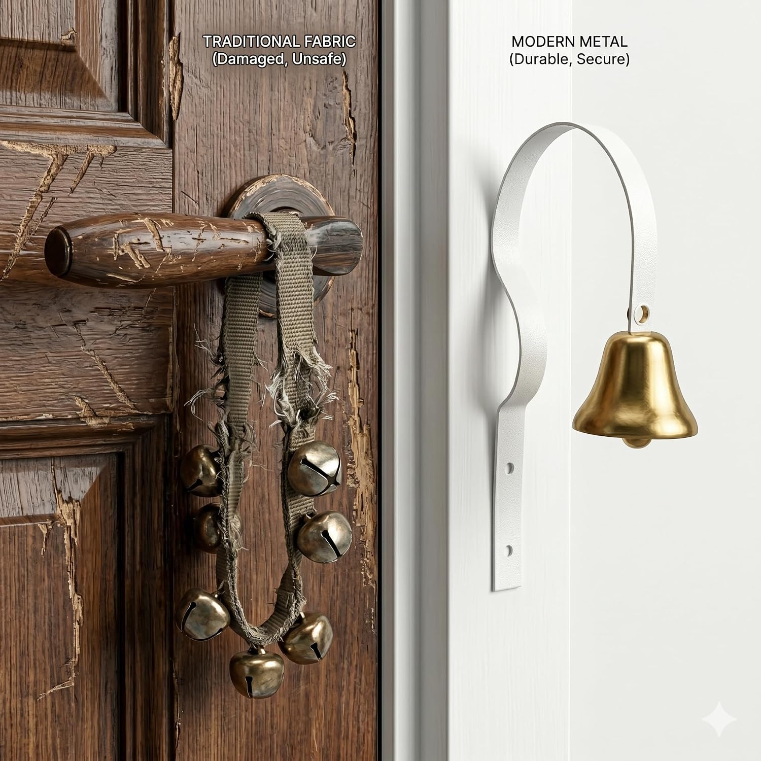 GoldTiger Fixed Metal Dog Doorbell for Potty Training - Heavy Duty Steel Wall Mounted Dog Bell for Door to Ring to Go Outside - Professional Puppy Housebreaking Communication Tool, No Snag (White) image 4