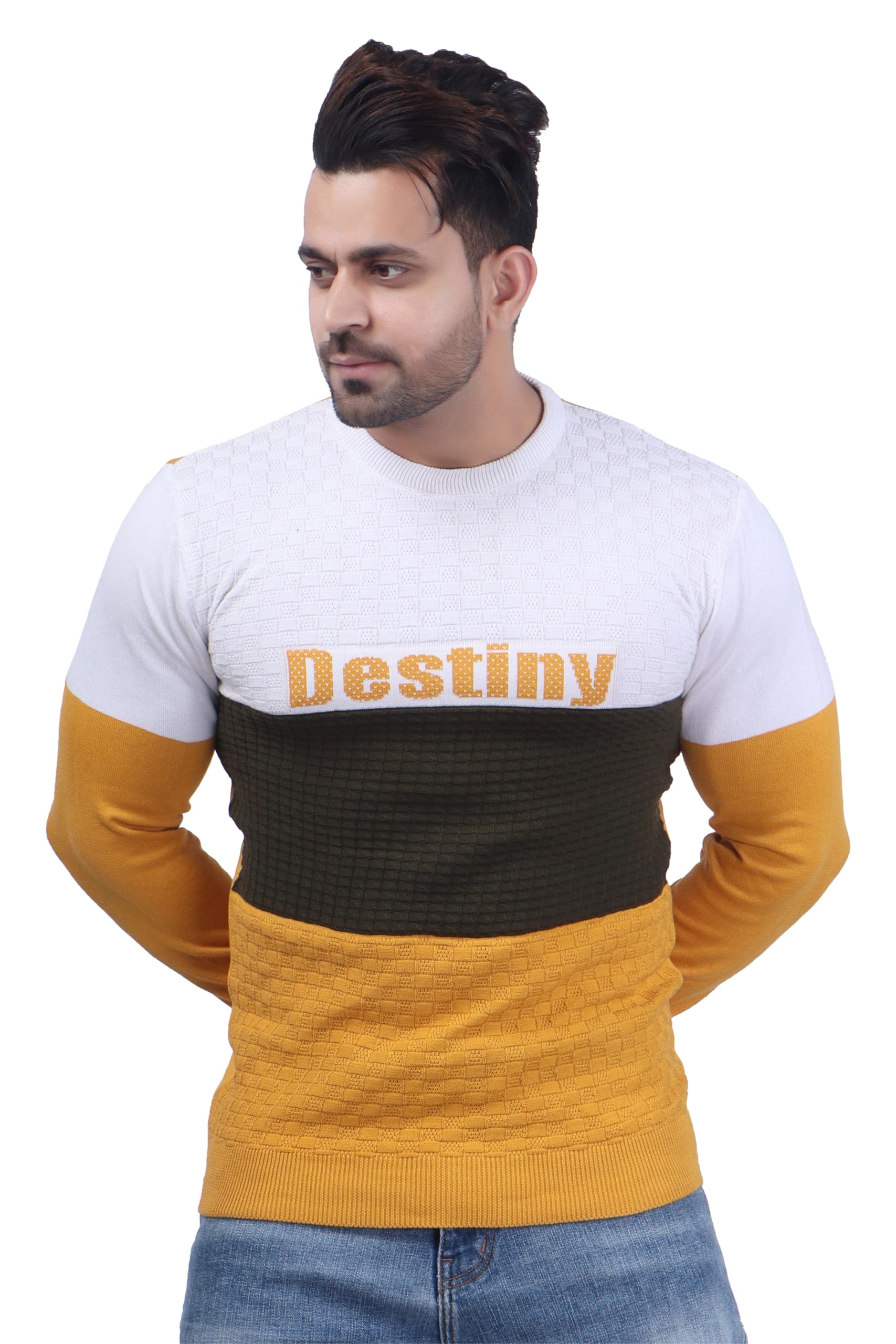 feverfew Stylish Sweater for Mens | Men's Texture Sweater | Casual wear Sweater for Men | Full Sleeves Sweater | Colorblock | Round Neck Sweater | Pullover Sweater-picture-48
