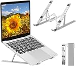 Adjustable Laptop Stand, Portable Folding Laptop Riser, 7-Levels Ventilated Aluminum Laptop Holder for Desk, Ergonomic Universal Computer Stand, Compatible with 9-17" Laptop, Silver