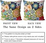 Snycler Boho Floral Throw Pillow Covers Set of 2 Colorful Boho Flower Decorative Cushions Pillowcase for Bedroom Sofa Home Decor, 18x18 Inch, Velvet, Short Plush