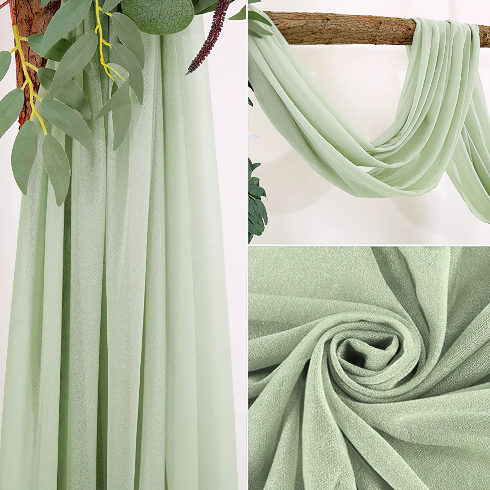 Drappeggio In Chiffon Trasparente Per Matrimoni - 1 Pannello Da 600x75 Cm In Bianco Avorio - Tenda In Voile Per Cerimonie, Archi E Decorazioni - 2