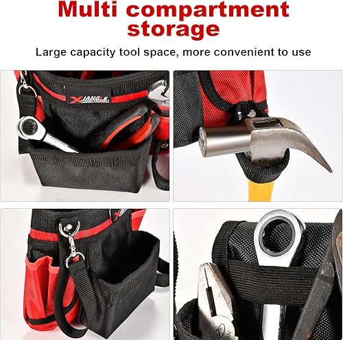 Miniatura 4 de Cinturón de herramientas de 6 bolsillos para hombres y mujeres, bolsa de herramientas ligeradelantal con lazo para martillo, cinturón duradero