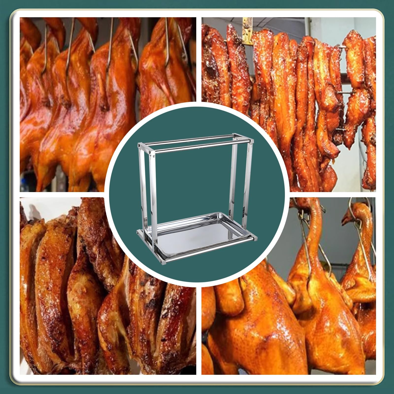 Scaffale di esposizione della carne smontabile per la griglia commerciale della fabbrica & l'affumicatore, scaffali della salsiccia del fornello con il vassoio di gocciolamento profondo, scaffale di