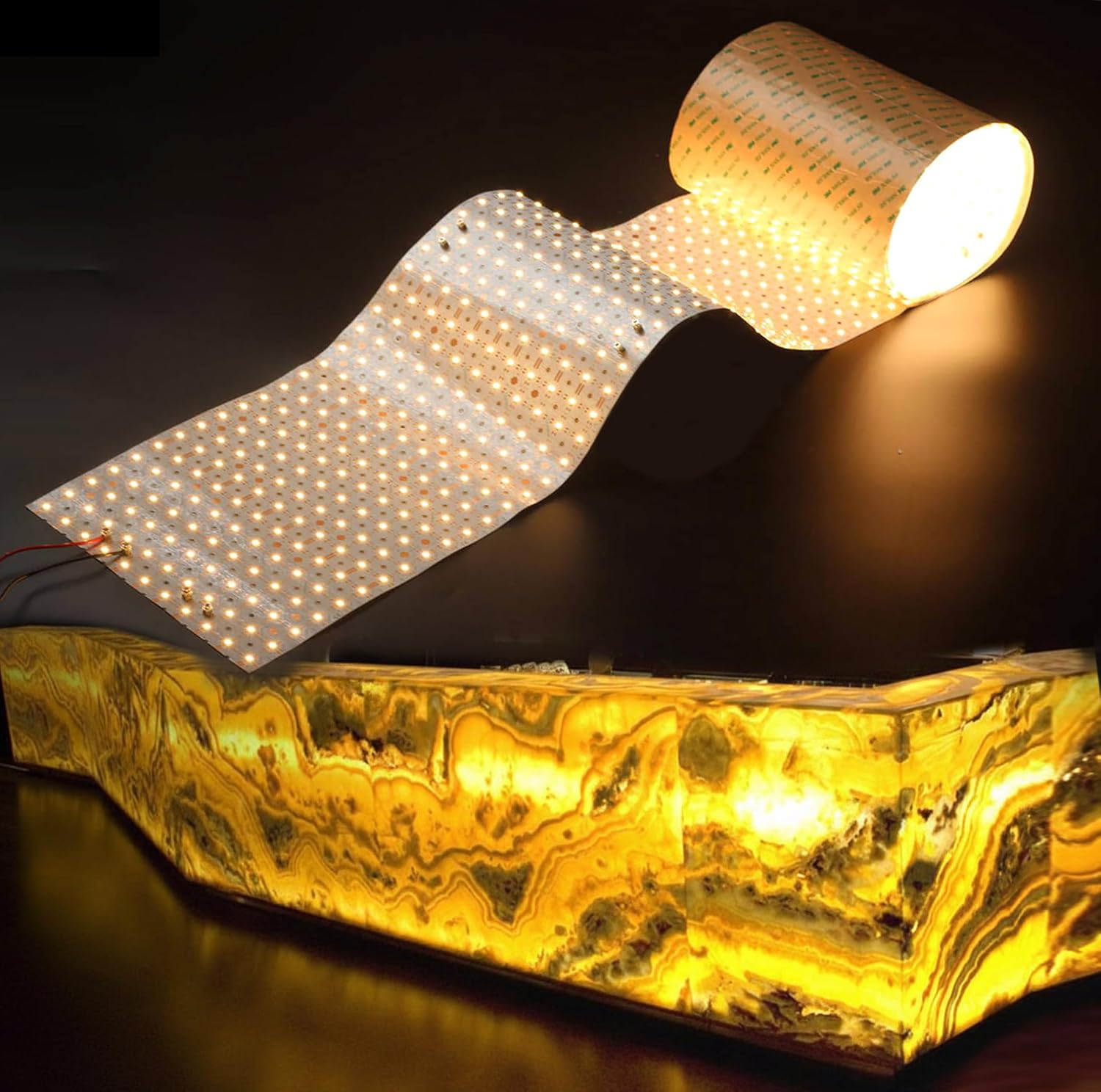 6.56ft x 9.5in Ultra-Long LED Light Sheet Roll, 24V 3000K Warm White Dimmable Backlight Panel Board,96W 10A Heavy-Duty Terminal for Large Onyx, Quartz Stone Countertop