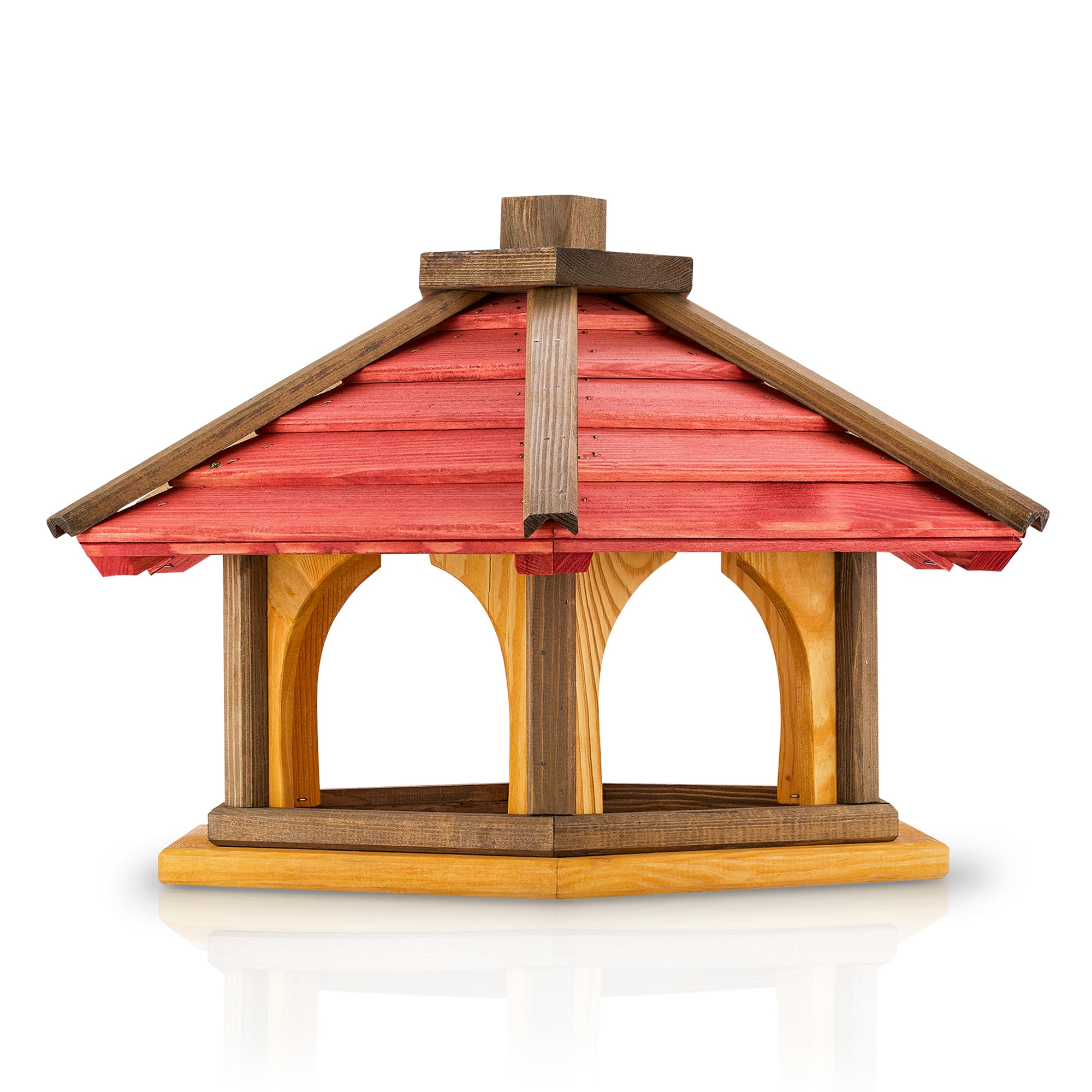 Mazur Vogelhuisje voor wilde vogels, het hele jaar door, van hout, 56 x 37 cm (rond), vogelvoederhuisje, vogelvoederdispenser, vogelvoederstation