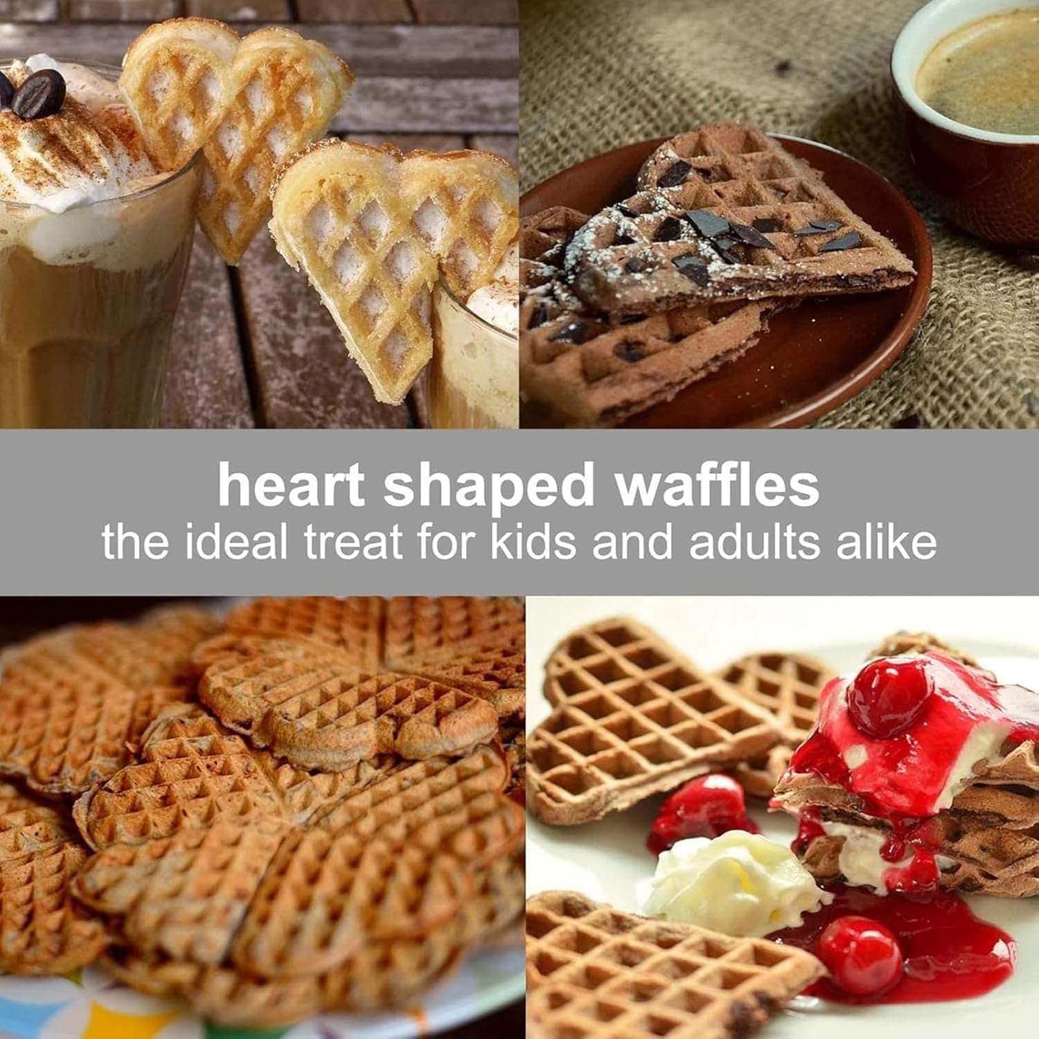 Double Heart Waffle Maker, 1200W Electric Non-Stick Waffle Iron, Compact Design with Temperature Control, Heat-Resistant Handle for Quick & Easy Breakfasts