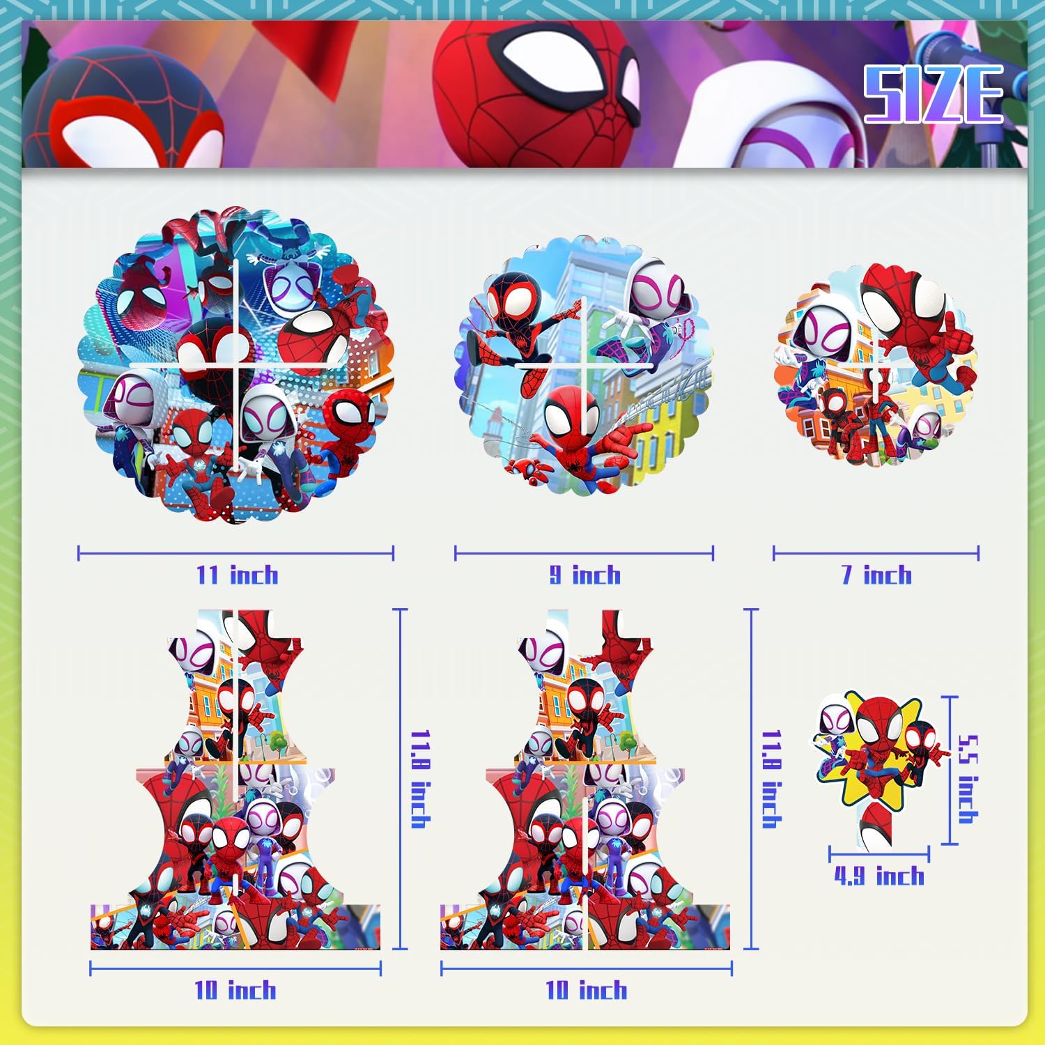 Spider-Themed Party Supplies Set: 3-Tier Cupcake Stand for Cute Spider Birthday Decorations.