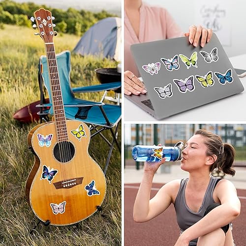 Miniatura 4 de simarro 120 calcomanías de mariposa, impermeables, de PVC, lindas calcomanías para álbumes de recortes, ventana, botella de agua, sobre bricolaje,