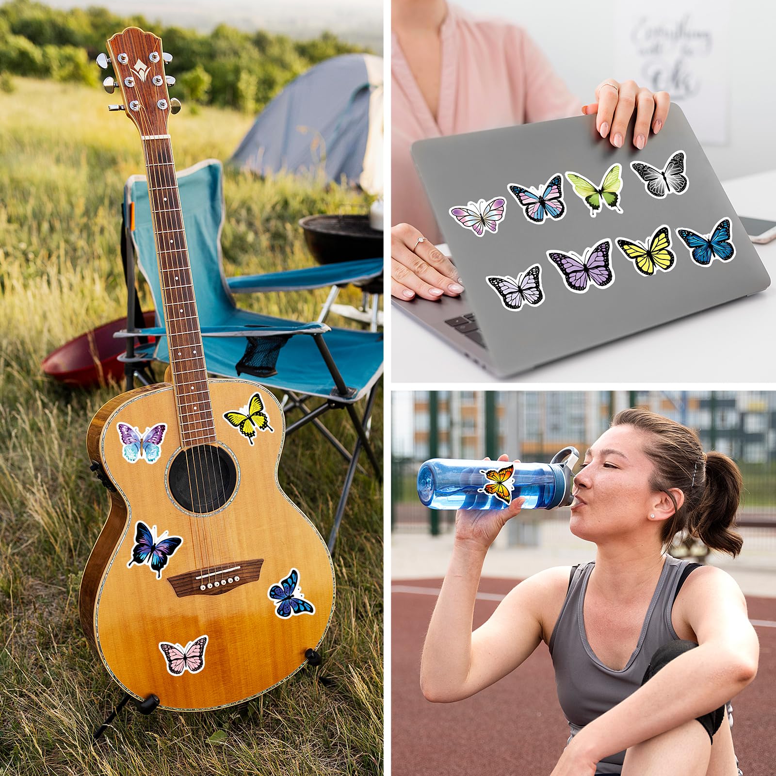 Wudaizhi 50 Stück Schmetterling Aufkleber – Bunt, Wasserdicht & Wiederablösbar, Für Laptop, Flasche, Koffer