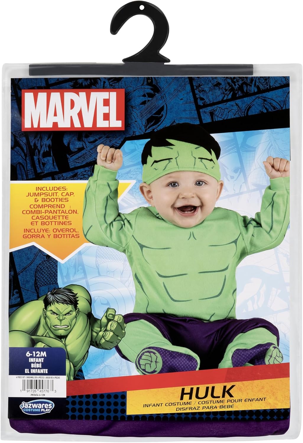 Marvel Hulk Official Infant Halloween Costume - Premium Quality Minky Fabric Jumpsuit and Non-Slip Booties