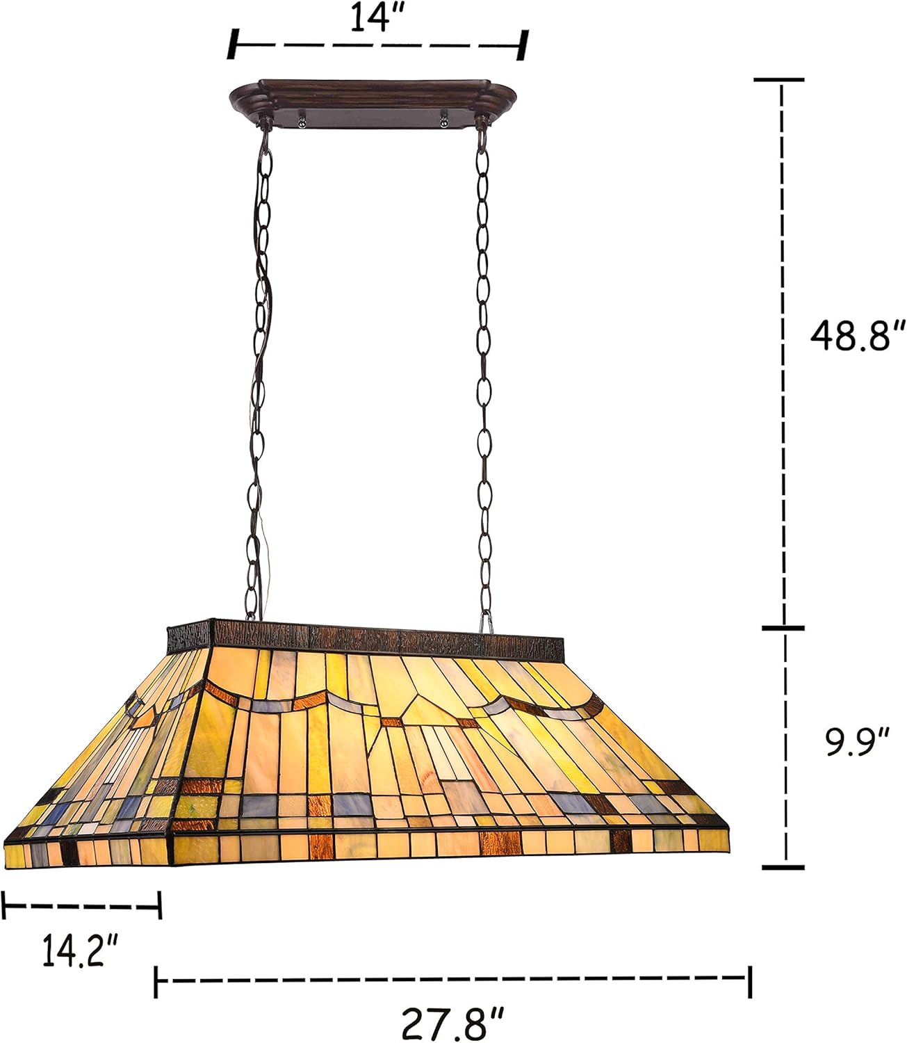 Chloe Lighting Kinsey Tiffany-Style Blackish Bronze 3 Light Mission Island Fixture 28" Wide