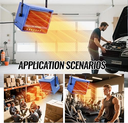 Miniatura 37 de Calentador eléctrico de garaje, calentador de techo de 5000 vatios con 3 niveles de calor, 240 voltios forzado por ventilador cableado, ideal