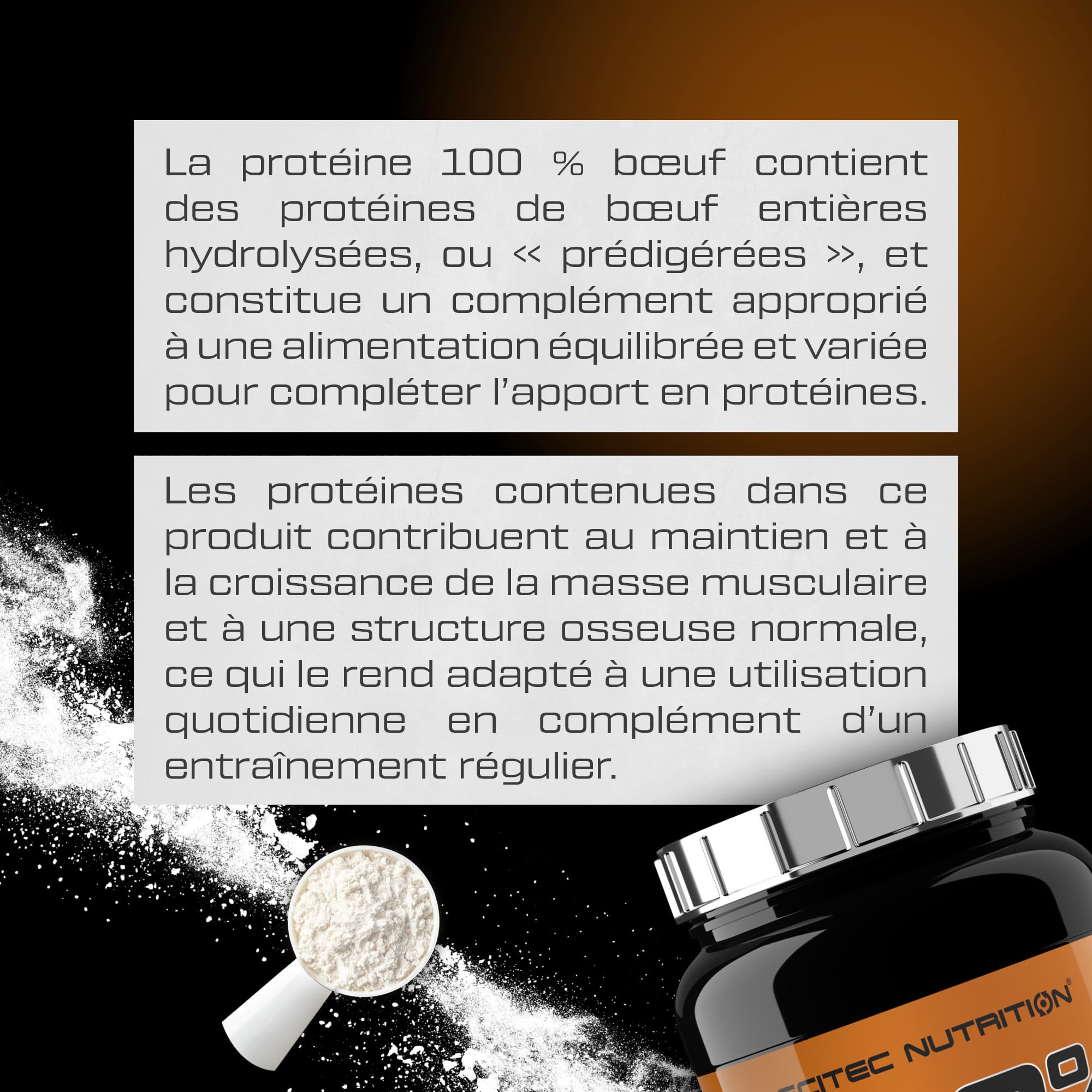 Scitec Nutrition 100% Beef Protein, Boisson protéinée en poudre aromatisée, Sans lactose, Sans sucre, Sans gluten, 1,8 kg, Chocolat aux amandes