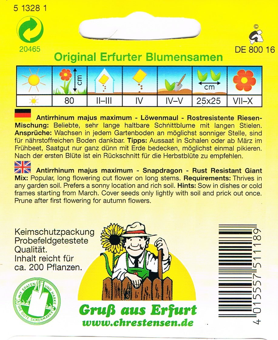 Löwenmaul Samen 'Rostresistente Riesen-Mischung' – Einjährige Riesenblumige Blüten Mit Langen Stielen Für Deinen Garten