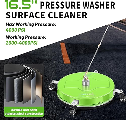 Miniatura 41 de PWS14G - Limpiador de superficies de hidrolavadora de 14 pulgadas con 4 ruedas, limpiador de superficies de acero inoxidable verde recubierto