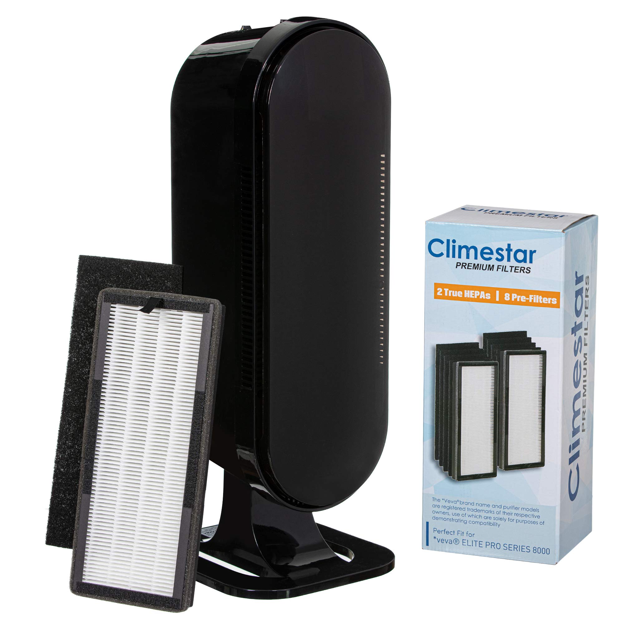 Climestar 2-Pack H13 Grade True HEPA Filters and 8 Pre-Filter Set Replacement Compatible with VEVA 8000 Elite Pro Series Air Purifier – (2 Year Supply)