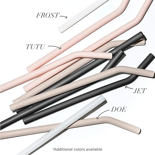 Miniatura 4 de bkr Little Tutu - Juego de 3 pajitas en ángulo de silicona suave, para botella de agua de vidrio pequeño de 16.9fl oz16 onzas, color rosa melocotón