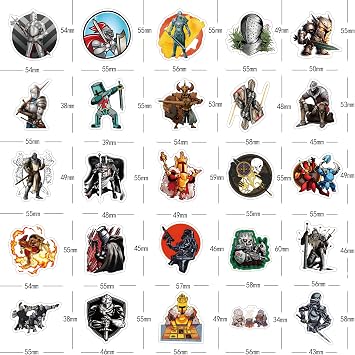 Knight Stickers 60pcs Spirit Decals Aesthetic Waterproof Vinyl Pack Stickers for Water Bottle Laptop Phone Skateboard DIY Decorative Supplies Activities Party