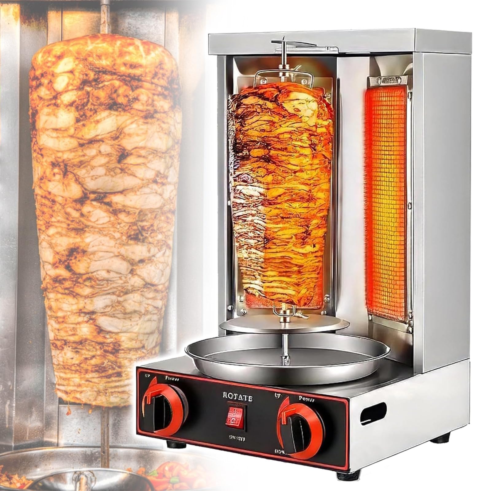Eastnmythet Shawarma Machine, Doner Kebab Machine, Gas Gyros Rotisserie Grill, Vertical Broiler Gyro Meat Rotisserie for Commercial Restaurant Home Kitchen