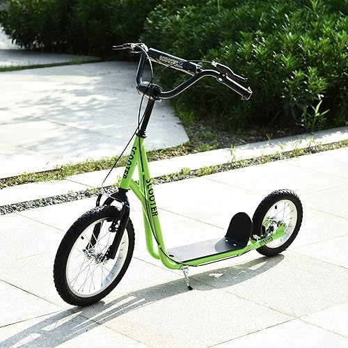 Vista 20 de Aosom Patinete para jóvenes, patinete para adolescentes, manillar ajustable, juguete para niños de 5 años o más, con ruedas inflables delanteras