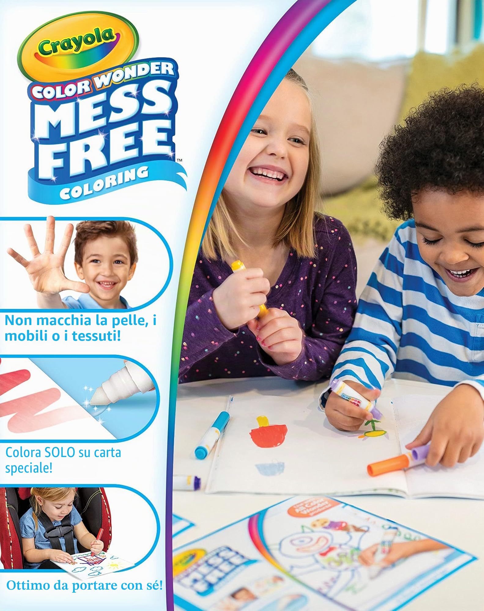 CRAYOLA Color Wonder - Colori Senza Macchia per Bambini, 20 Pennarelli Magici e 60 Fogli di Carta Speciale, Kit Creativo e Ricarica per Linea Color Wonder, Idea Regalo dai 3 Anni, 75-1843
