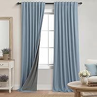 Vista 10 de KOUFALL Cortinas para Ventanas de Cuarto Opacas, Lino Blancas Bloqueador de Luz 84 Largas para Sala Elegantes Oscuras Cortina Sala de Estar Marfil