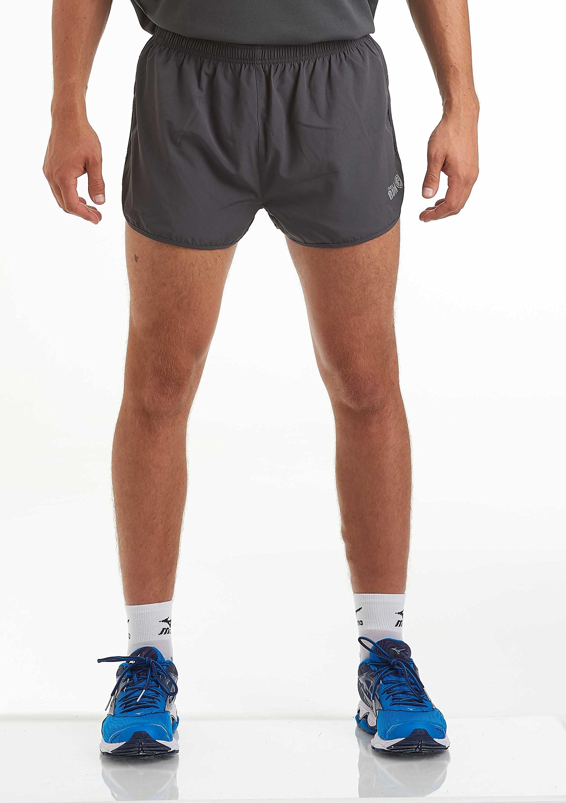 Time To Run Men's Split Pace Spirit Active Lightweight Running/Gym/Athletics 3" Shorts with Quick Dry Liner & Zipped Phone Pocket Large Charcoal
