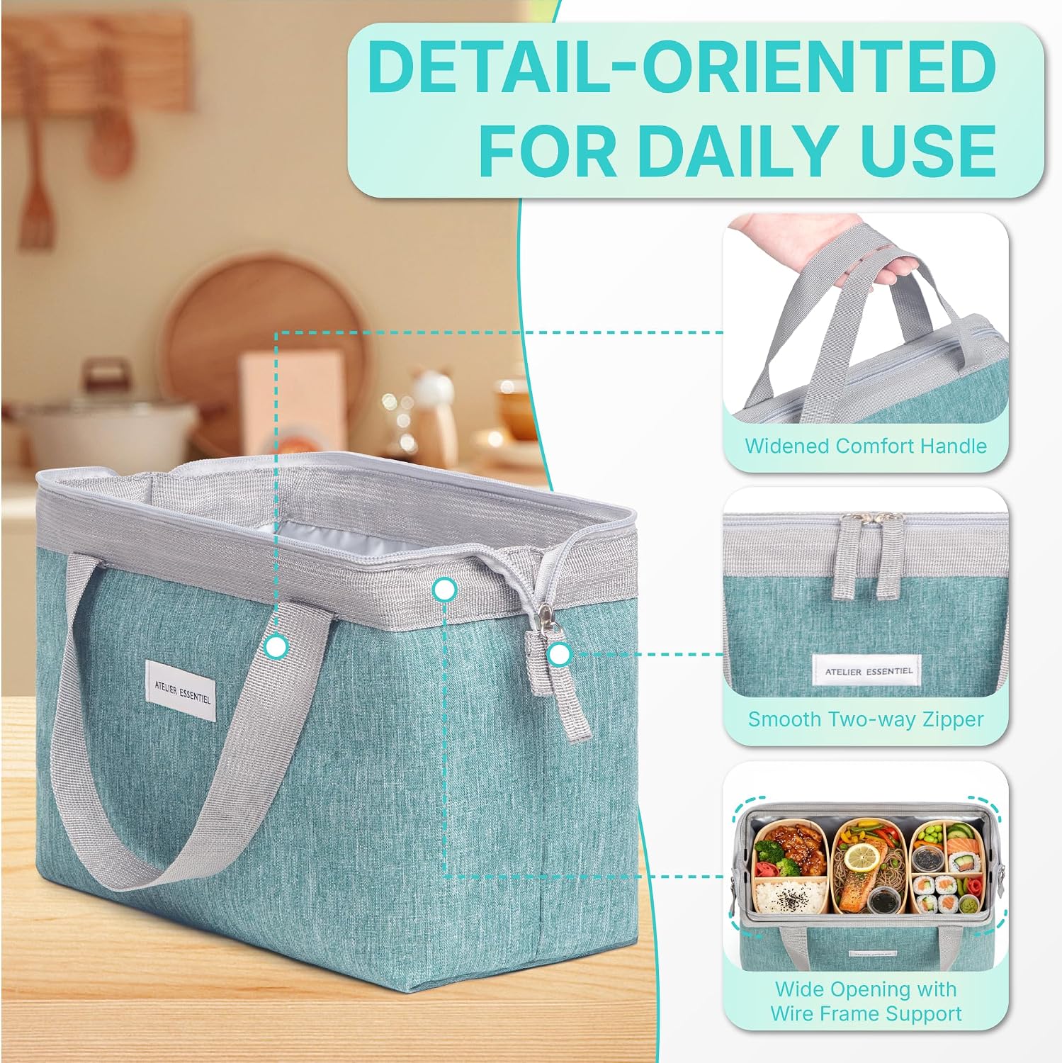 Insulated Lunch Bag Lunch Bag Women Lunch Bag for Women Lunch Box Cooler Bag Lunchbox for Work Lunch Box for Men Adult Lunch Box Womens Lunch Bags for Work (Green)
