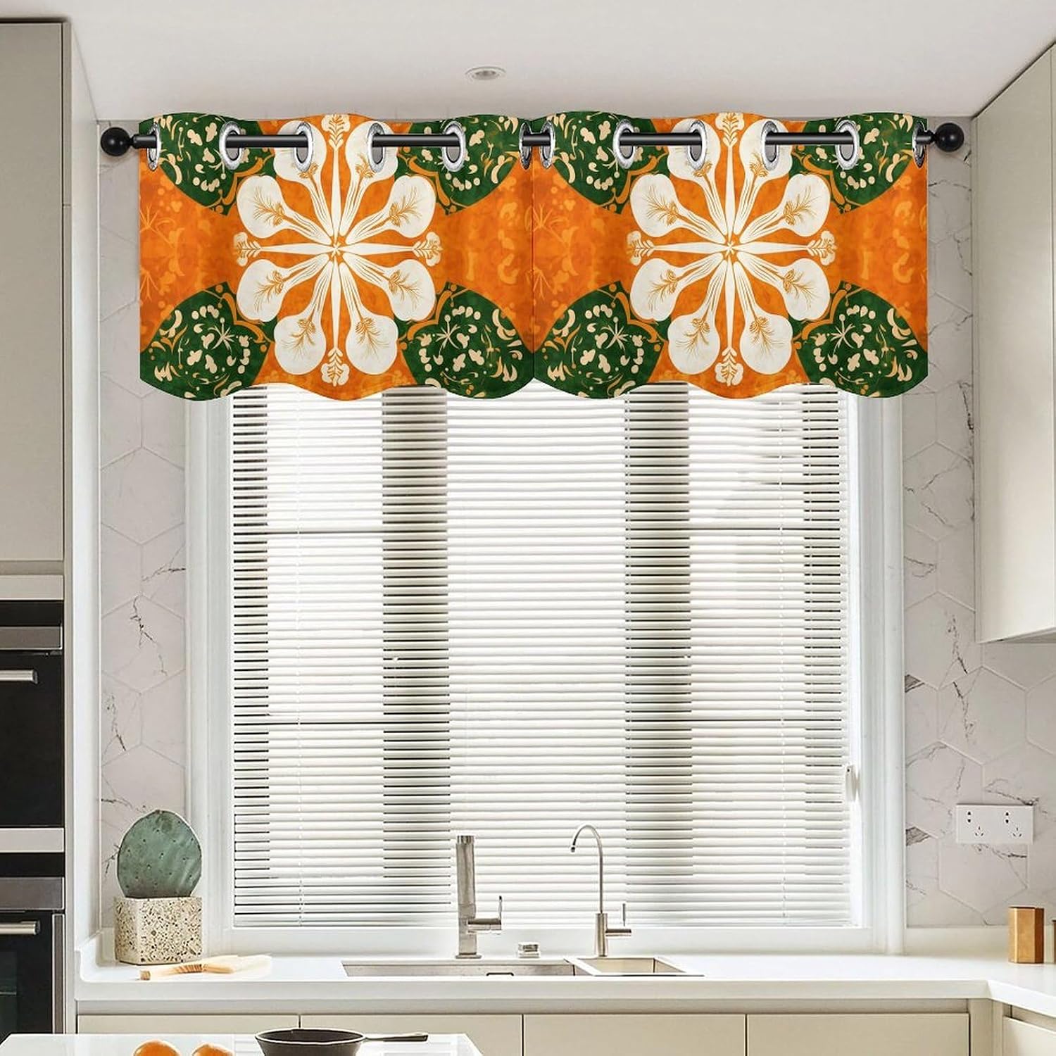 Different Designs Curtain 2 Panels, Polyester Fiber, Blackout Insulated Window Curtain, Curtain Valance for Kitchen Dining Room Living Room Cafe Small Window 52 * 18.1 Inches