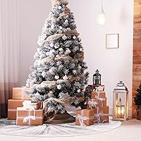 Vista 6 de Skylety Falda de árbol de Navidad de 48 pulgadas, con volantes, de tul y lentejuelas, redonda, doble capa, para Navidad, vacaciones, Año Nuevo