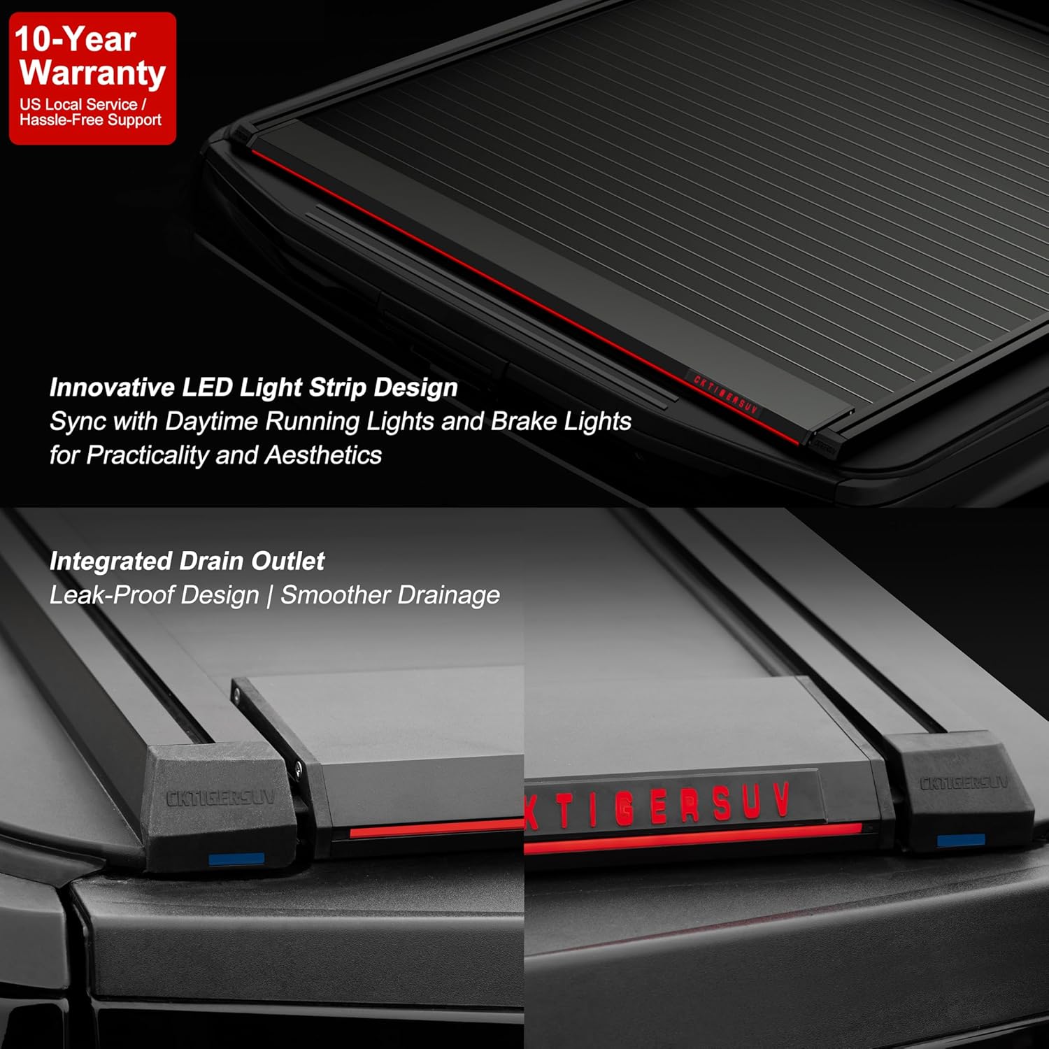 Retractable Hard Truck Bed Tonneau Cover Fits 2011-2026 Ford F-150 (Raptor) Super Crew 5.5 Feet Short Bed, Manual, with Spring Assist & LED Light Strip