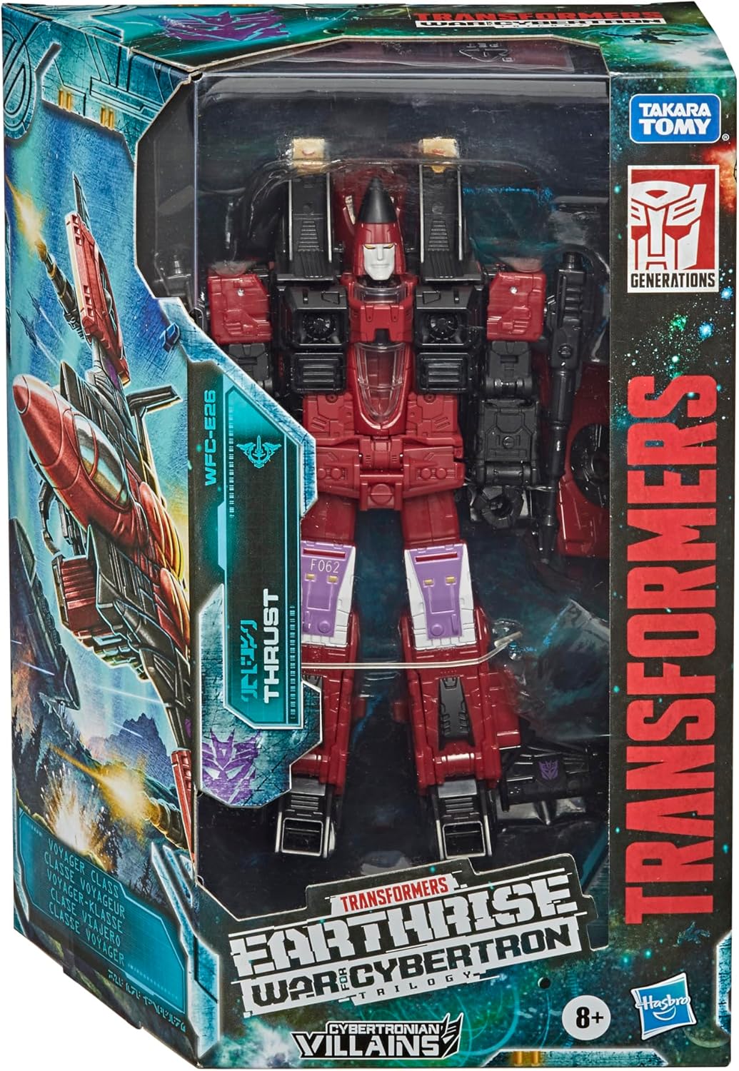 The Transformers Generations War for Cybertron Earthrise WFC-E26 Decepticon Thrust figure in its retail packaging.